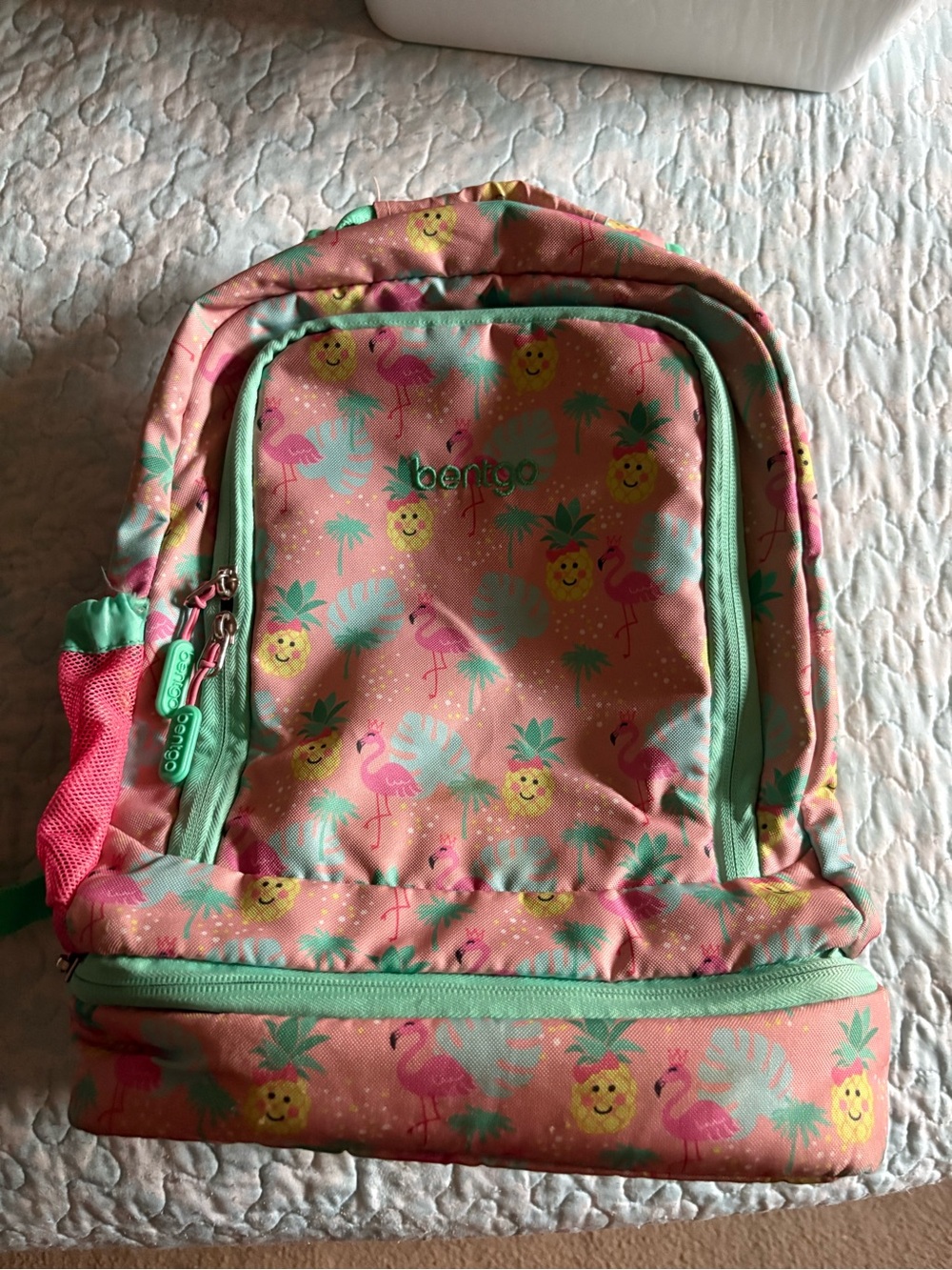 Bentgo Pink Pineapple & Flamingo Kids Backpack with Mint Trim